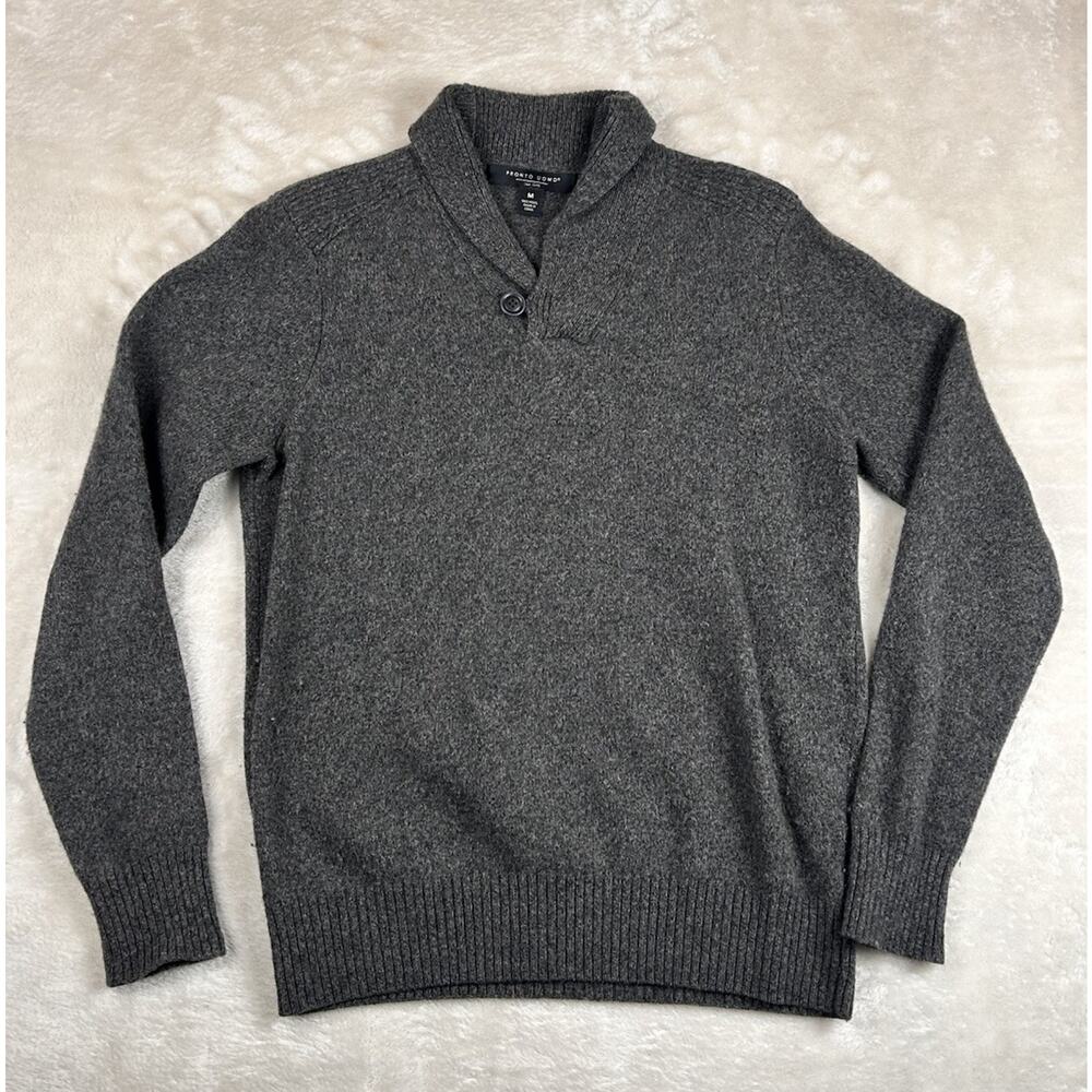 Pronto-Uomo 100% Lambs Wool Tight Knit Sweater Men’s Sz M Shawl Collar